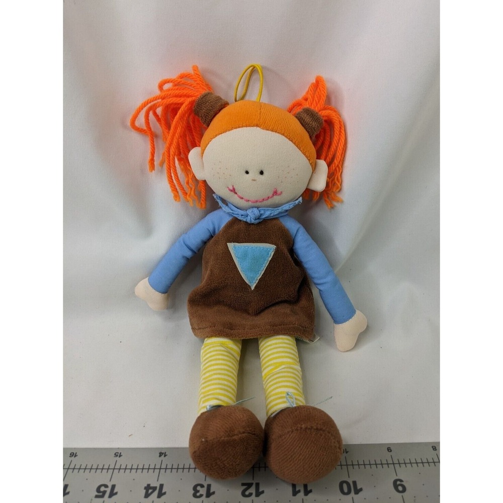 Well Made Cloth Doll Ragdoll 11‎ Inch Orange Hair Yarn Stuffed Animal Toy